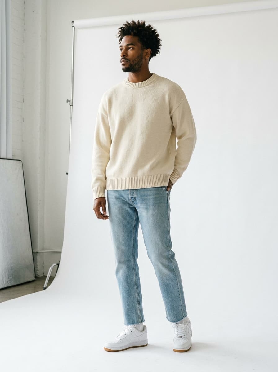 DISTRESSED FRENCH TERRY CREWNECK - Vintage Black